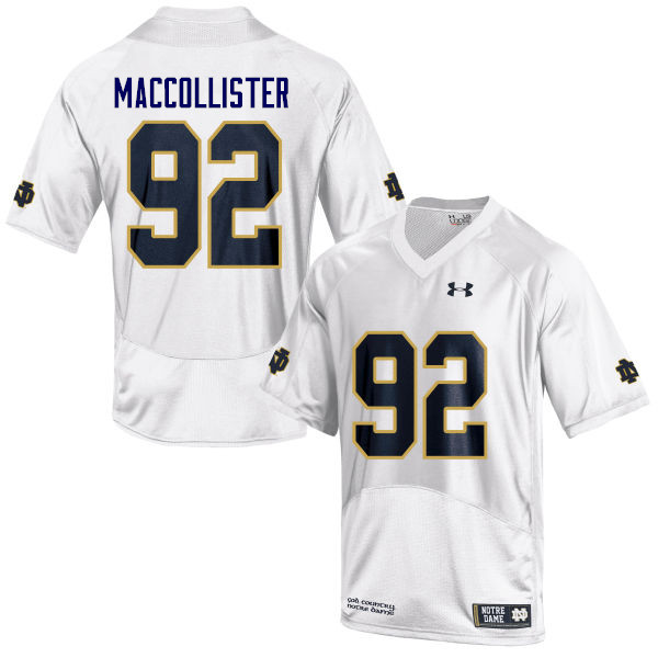 Men's NCAA Notre Dame Fighting Irish #92 Jonathon MacCollister Stitched College Under Armour Authentic White Football Jersey LP10T02WM